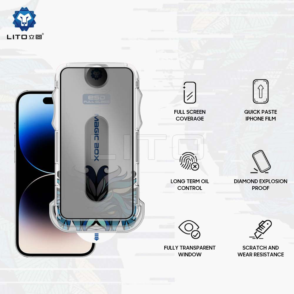 Personvernsbeskyttelsesfilm for skjerm Lito Magic Glass Box D+ Tools for Apple iPhone 16 Plus, Herdet glass, Full lim