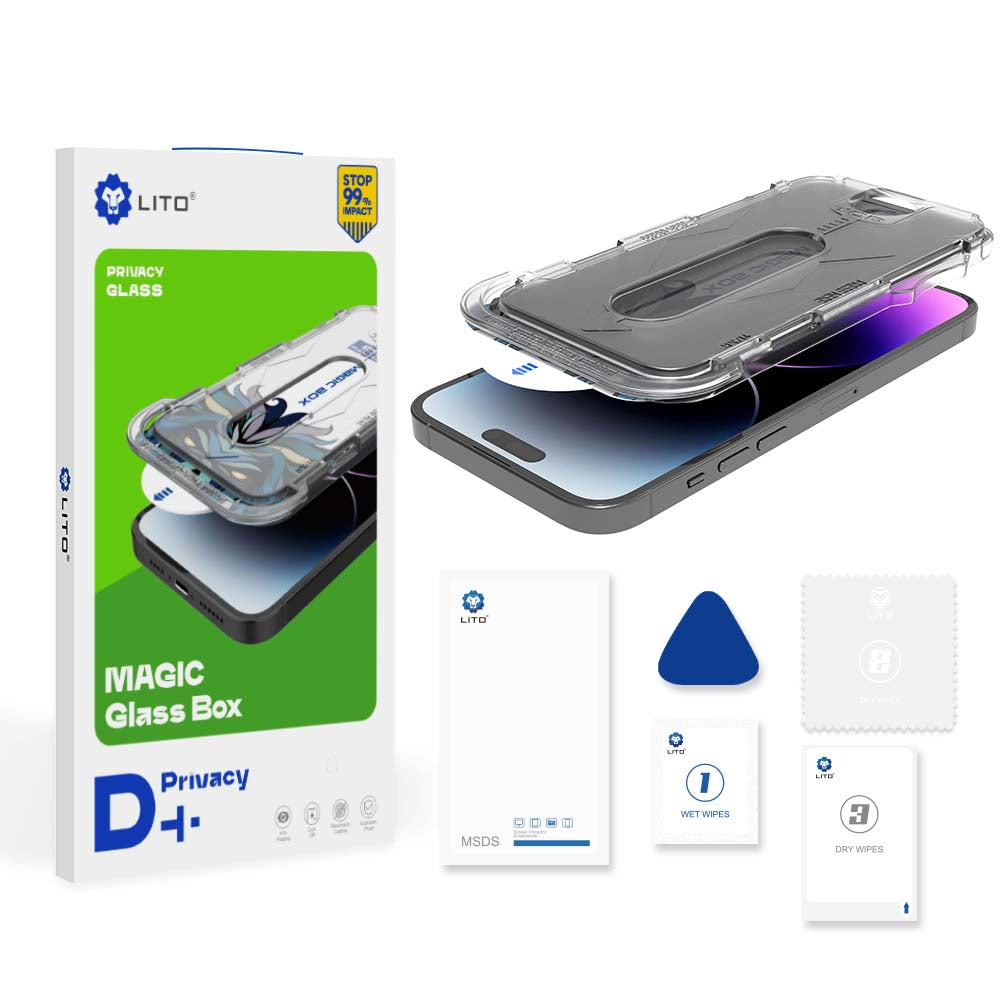 Personvernsbeskyttelsesfilm for skjerm Lito Magic Glass Box D+ Tools for Apple iPhone 16 Plus, Herdet glass, Full lim