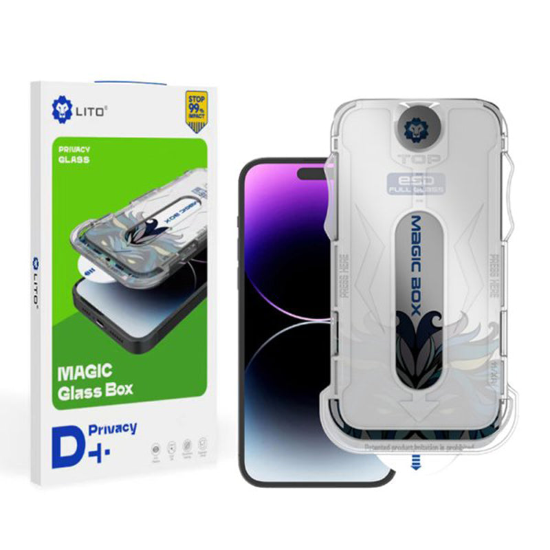 Skjermbeskyttelsesfilm Privacy Lito Magic Glass Box D+ Tools for Apple iPhone 16 Pro Max, Herdet glass, Full lim