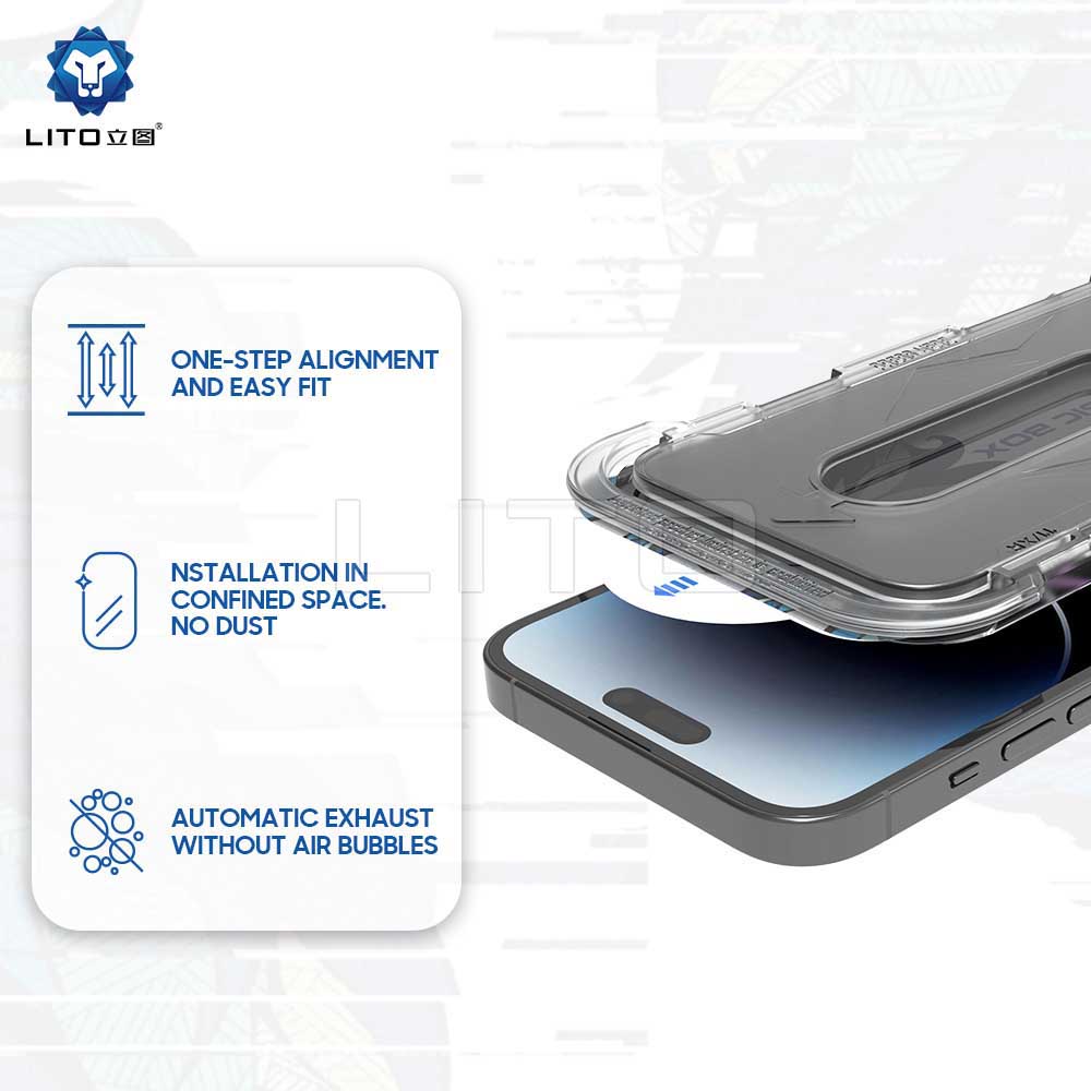 Skjermbeskyttelsesfilm Privacy Lito Magic Glass Box D+ Tools for Apple iPhone 16, Herdet glass, Full lim