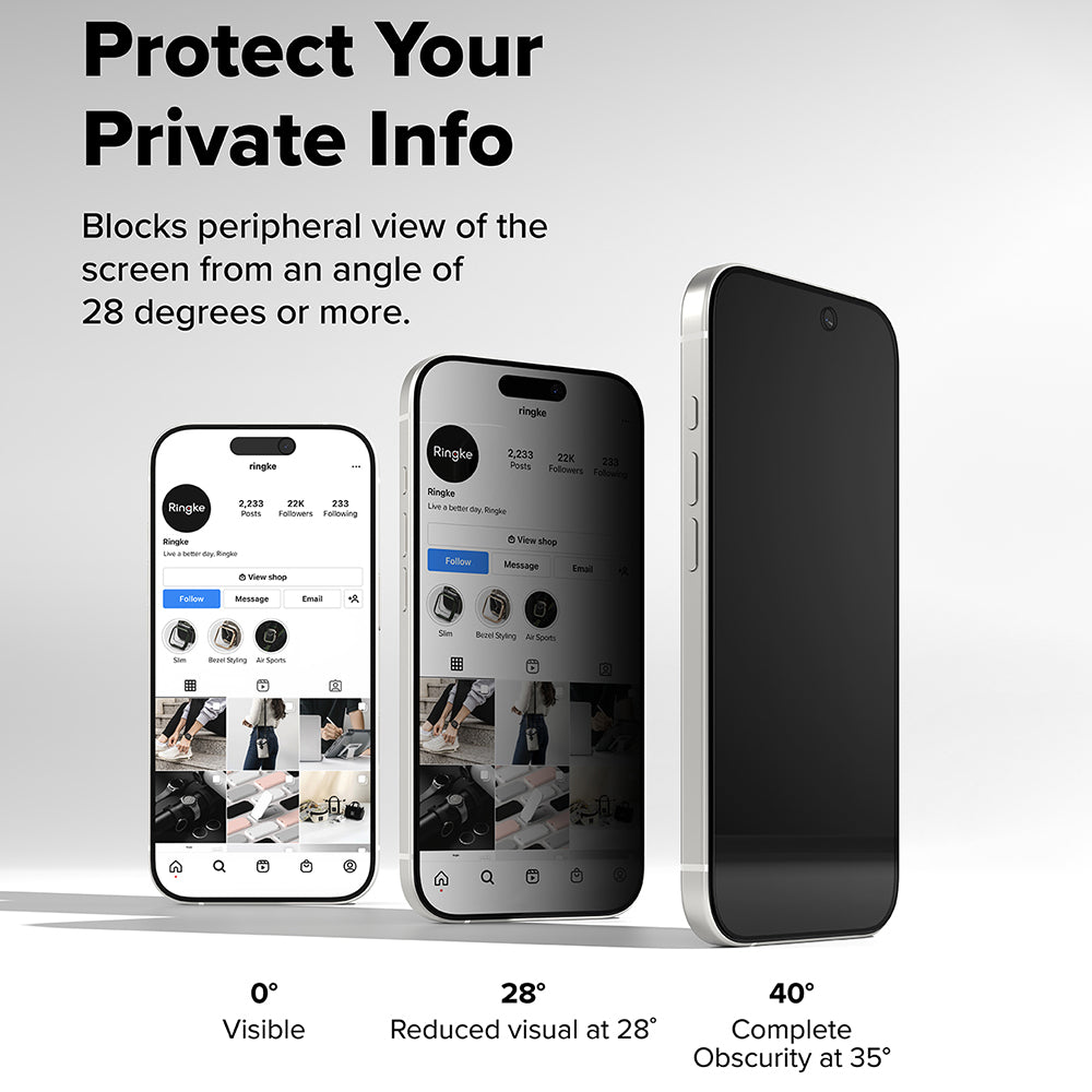 Privacy-skjermbeskyttelse Ringke Easy Slide for Apple iPhone 18 Pro Max / 17 Pro Max, Herdet glass, Full lim, Sett med 2 stk