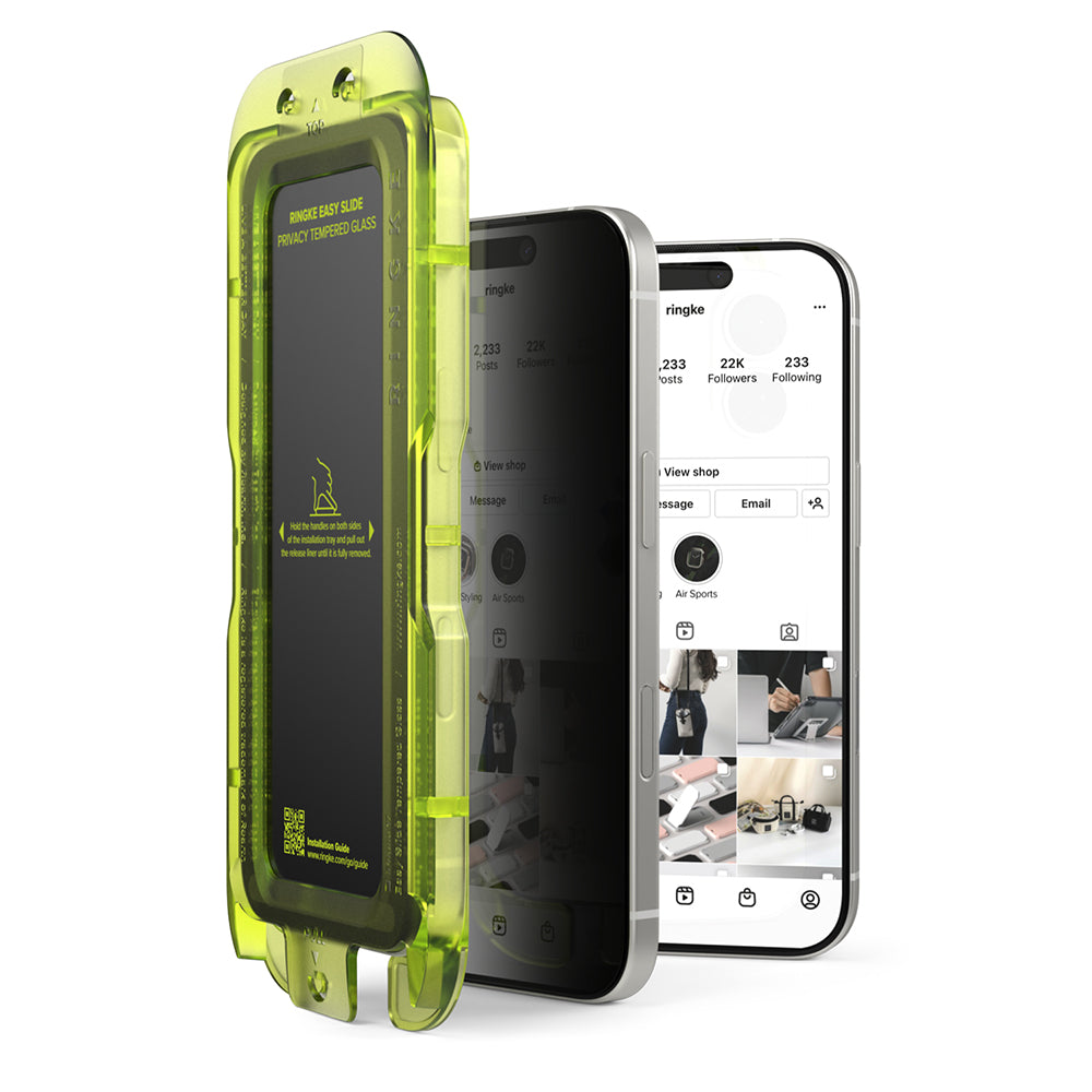 Privacy-skjermbeskyttelse Ringke Easy Slide for Apple iPhone 17, Herdet glass, Full lim, Sett med 2 stk