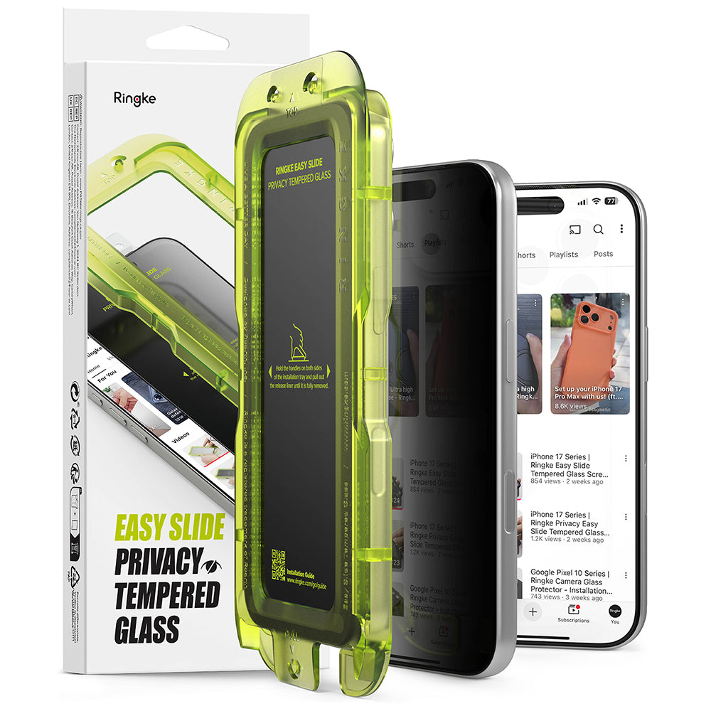 Privacy-skjermbeskyttelse Ringke Easy Slide for Apple iPhone 18 Pro Max, Herdet glass, Full lim, Sett med 2 stk