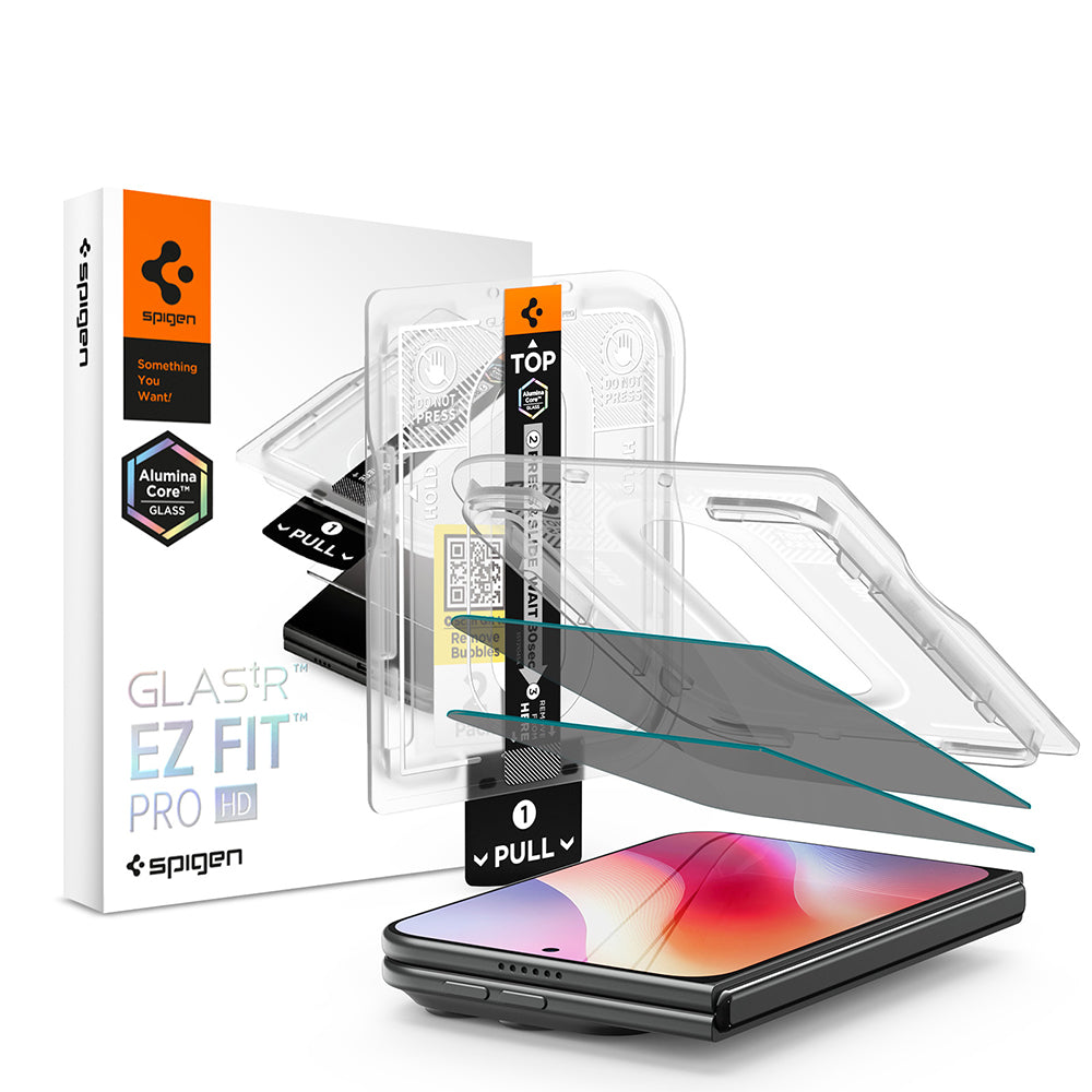 Skjermbeskyttelse Utvendig Privacy Spigen GlastR EZ FIT Pro HD for Apple iPhone Duo, Herdet Glass, Full Lim, Sett med 2 stk AGL12015