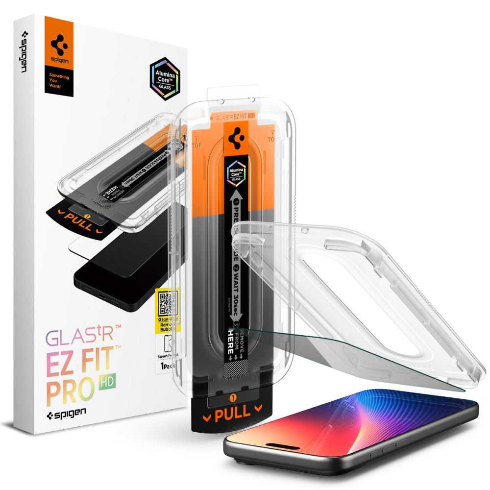 Beskyttelsesfolie Skjerm Privacy Spigen GlastR EZ FIT Pro for Apple iPhone 17 Pro Max / 16 Pro Max, Herdet Glass, Full Lim AGL10096