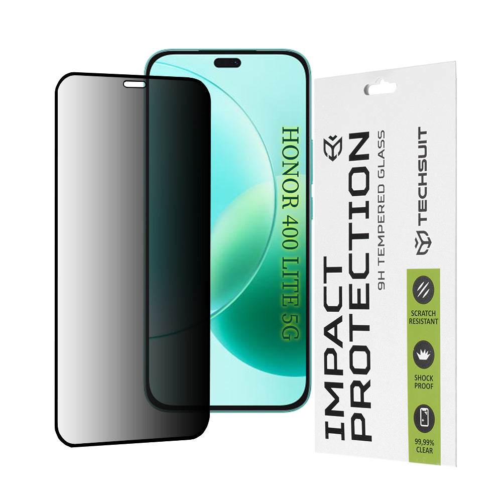 Privacy Techsuit skjermbeskyttelsesfilm for Honor 400 Lite / X8c / X8b, Herdet glass, Full lim, 111D