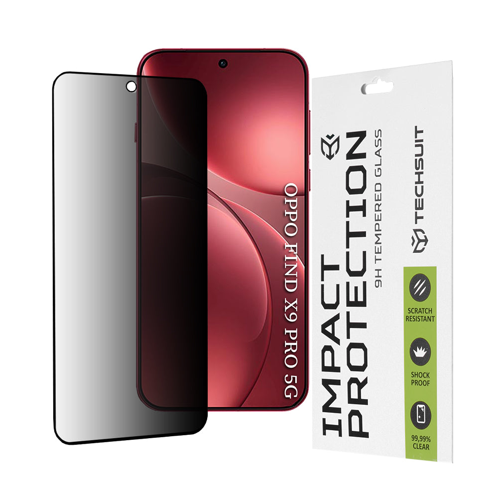 Skjermbeskyttelsesfolie Privacy Techsuit for Oppo Find X9 Pro, Herdet glass, Full lim, 111D