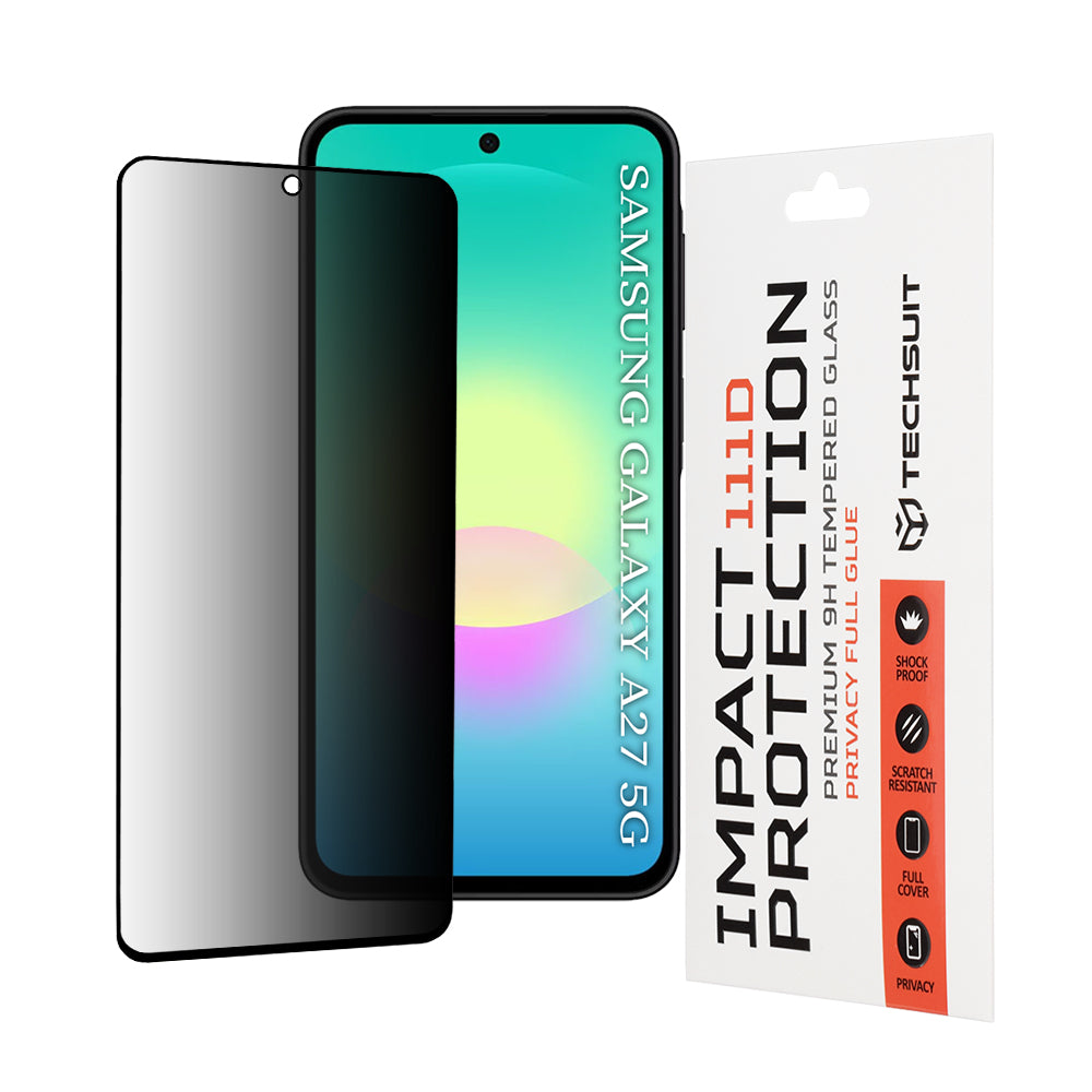 Privacy Techsuit skjermbeskyttelsesfilm for Samsung Galaxy A27 5G, Herdet glass, Full lim, 111D