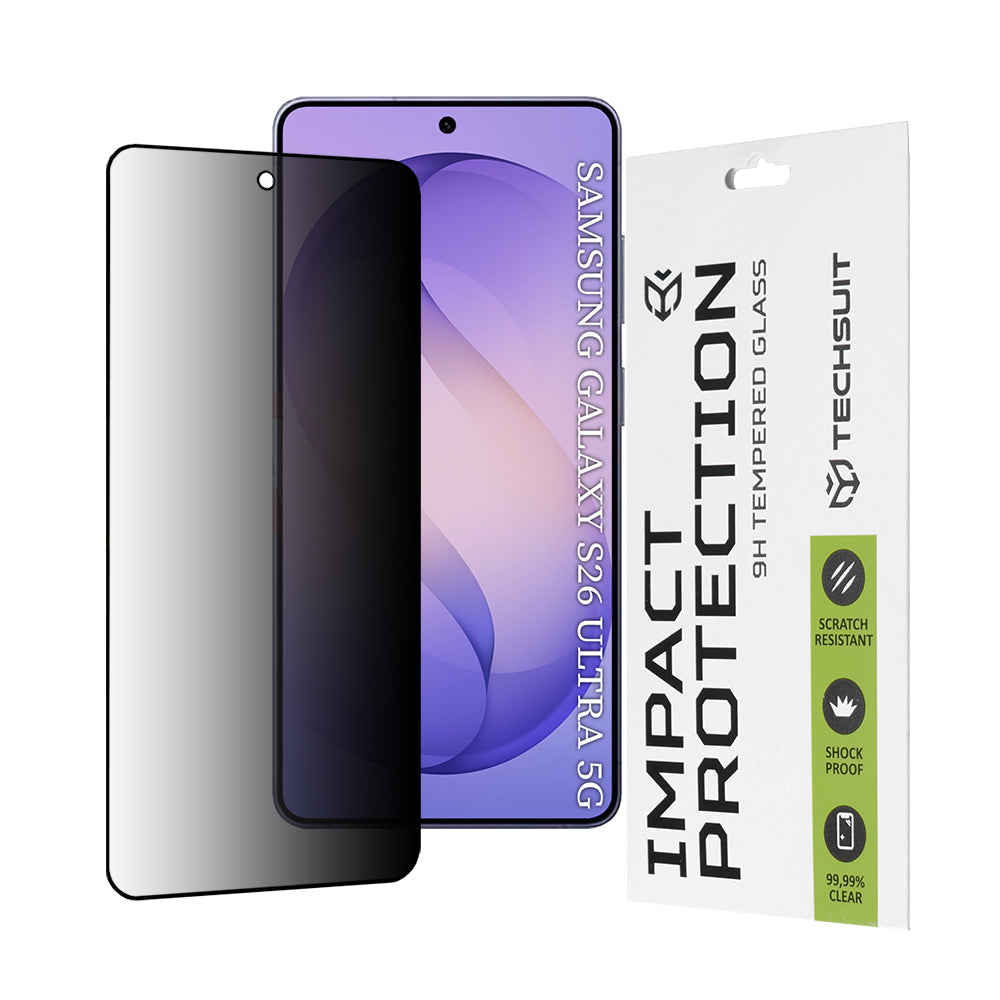Beskyttelsesfilm Privacy Techsuit for Samsung Galaxy S26 Ultra S948, Herdet glass, Full lim, 111D
