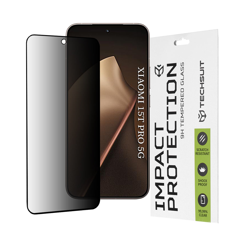 Beskyttelsesfolie for skjerm Privacy Techsuit for Xiaomi 15T Pro, Herdet glass, Full lim, 111D