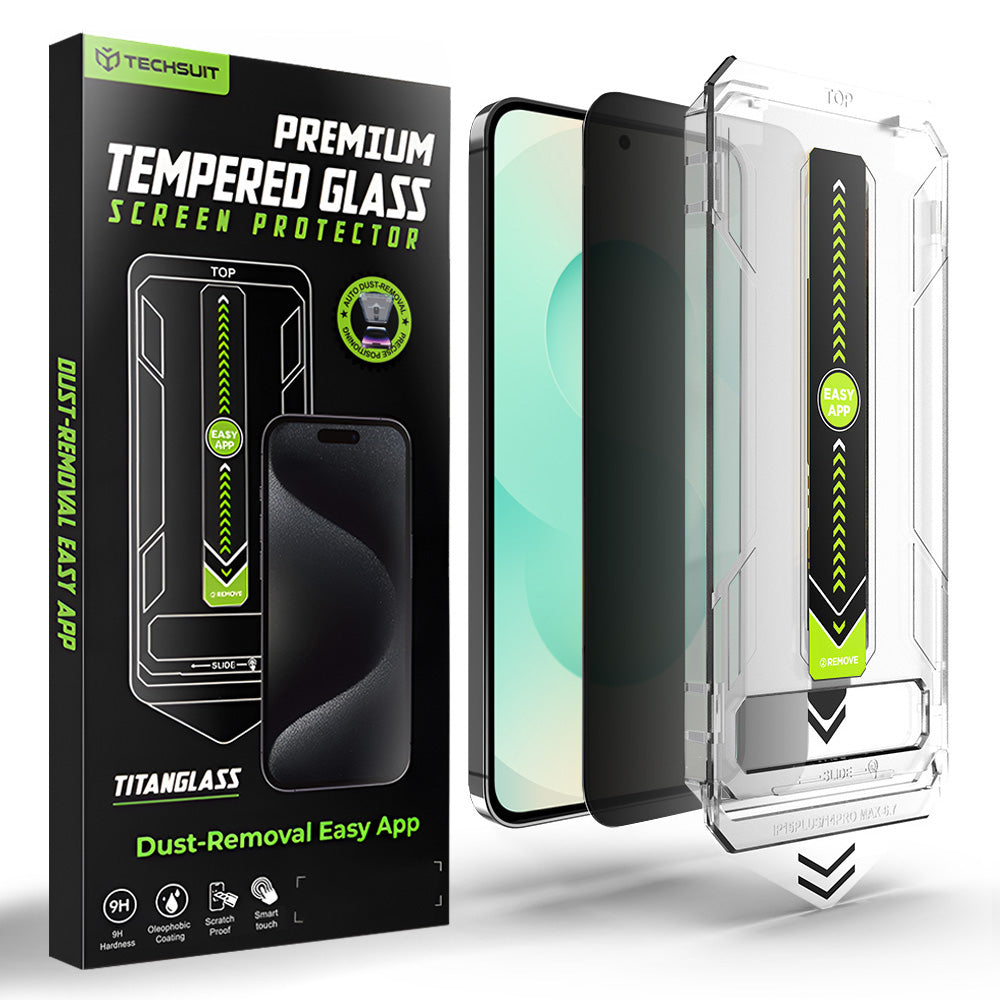 Skjermbeskytter Privacy Techsuit TitanGlass CrystalHD for Samsung Galaxy S26 Plus S947, Herdet Glass, Full Lim