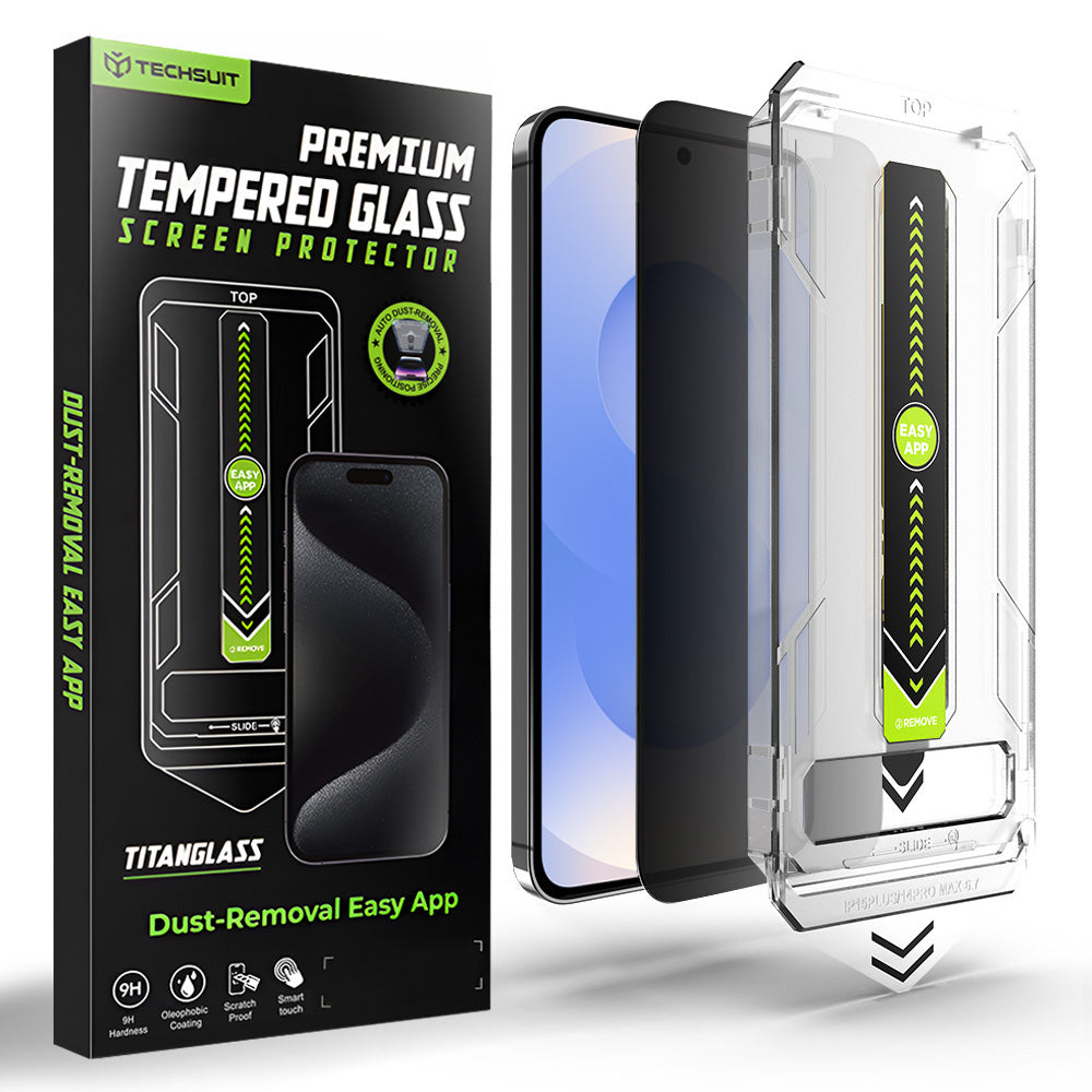 Skjermbeskytter Privacy Techsuit TitanGlass CrystalHD for Samsung Galaxy S26 S942, Herdet Glass, Full Lim