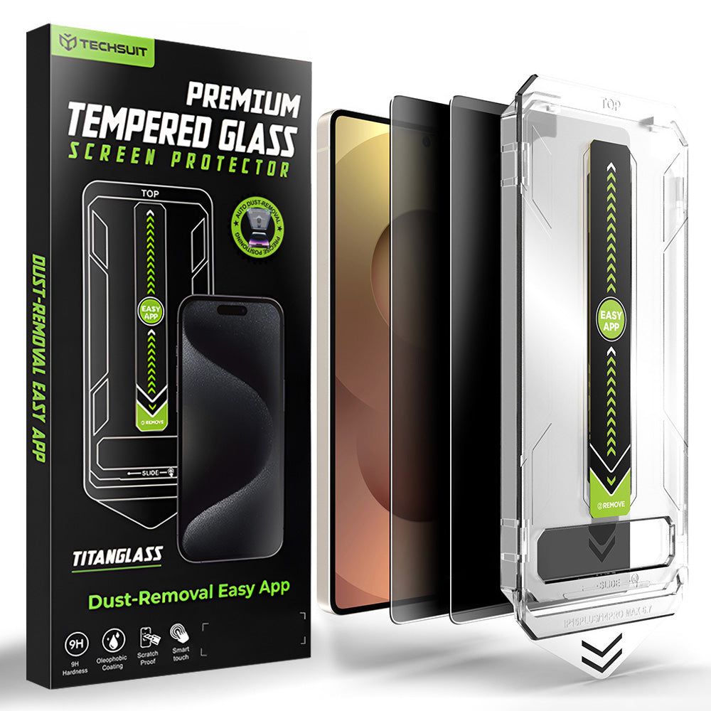 Skjermbeskyttelsesfolie Privacy Techsuit TitanGlass CrystalHD for Samsung Galaxy S26 Ultra S948, Herdet glass, Full lim, Sett med 2 stykker