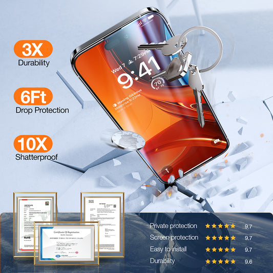 Skjermbeskytter Privacy Torras GlassGo Epic for Apple iPhone 15 Pro Max, Herdet Glass, Full Lim