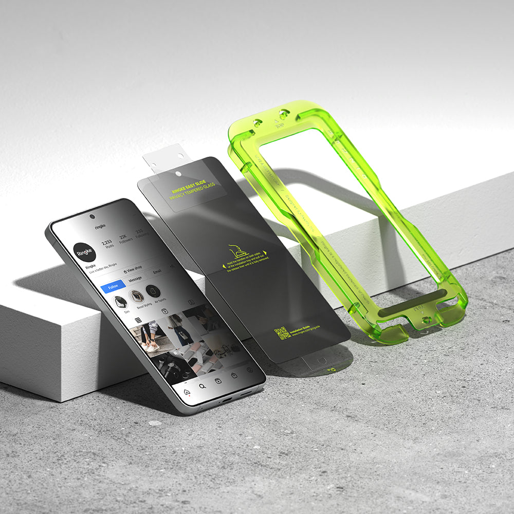 Skjermbeskytter Ringke Easy Slide for Samsung Galaxy S26 Plus S947, Herdet glass, Full lim, Sett med 2 stykker, Svart