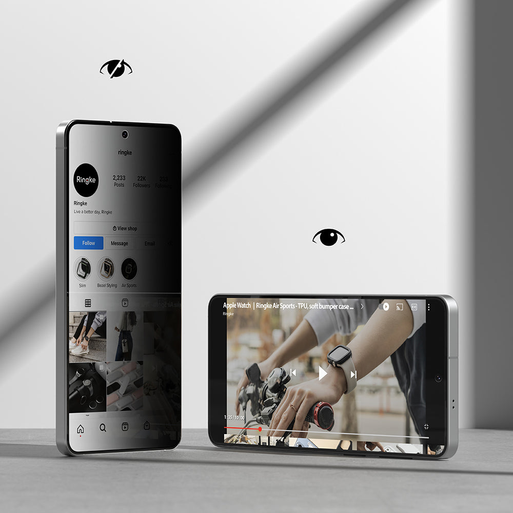 Skjermbeskytter Ringke Easy Slide for Samsung Galaxy S26 Plus S947, Herdet glass, Full lim, Sett med 2 stykker, Svart