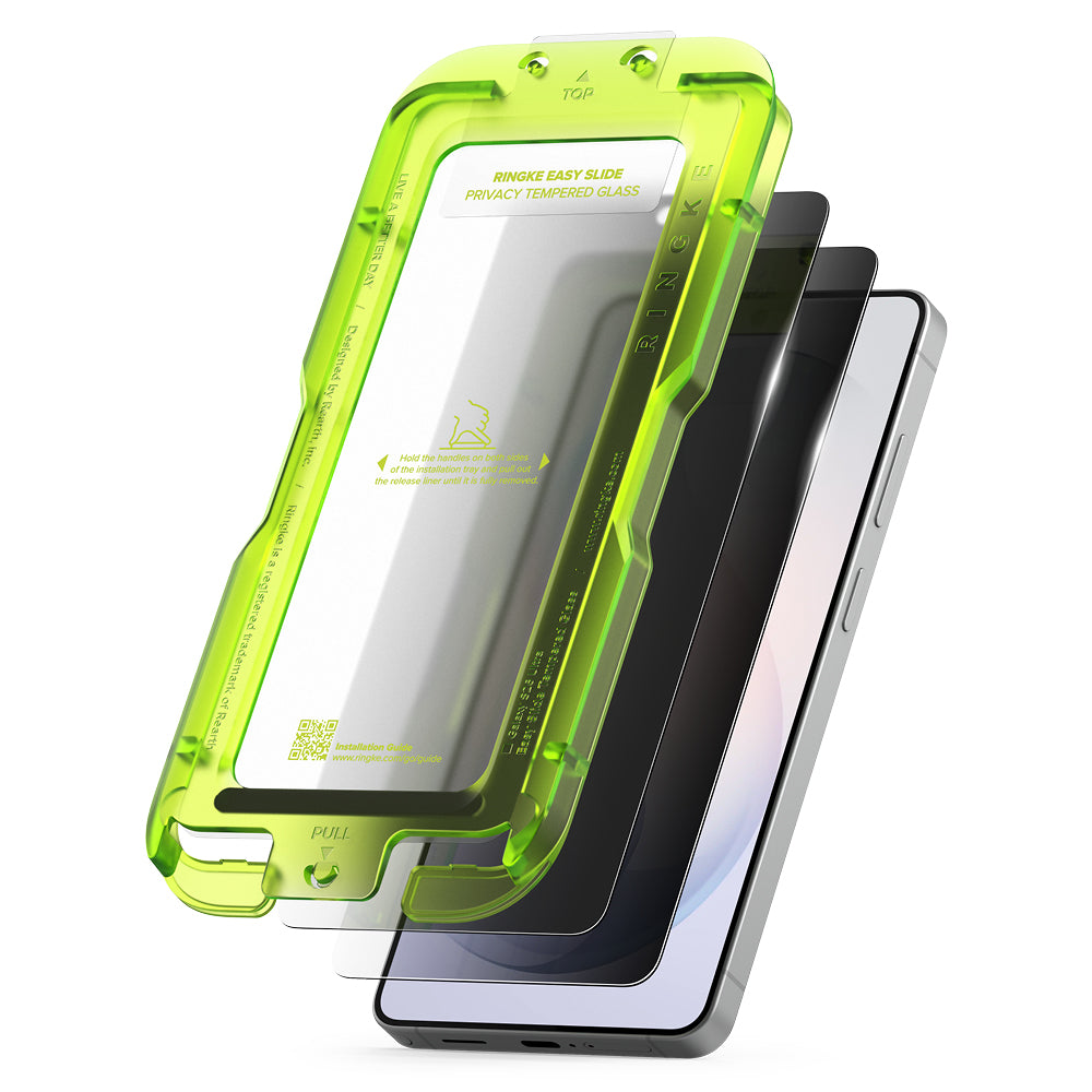 Skjermbeskytter Ringke Easy Slide for Samsung Galaxy S26 Ultra S948, Herdet glass, Full lim, Sett med 2 stykker, Svart