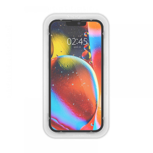 Skjermbeskyttelsesfolie Spigen GlastR Align Master for Apple iPhone 17e / 16e / 14 / 13 Pro, Herdet Glass, Full Lim, Svart AGL03725