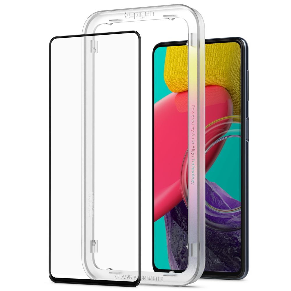Skjermbeskytter Spigen GlastR Align Master for Samsung Galaxy M53 M536, Herdet glass, Full lim, Svart