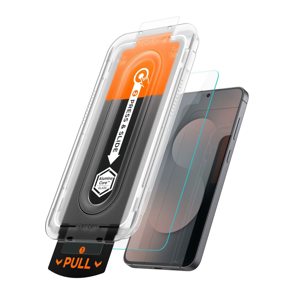 Skjermbeskytter Spigen GlastR EZ FIT Pro HD for Samsung Galaxy S25 FE, Herdet Glass, Full Lim AGL10203