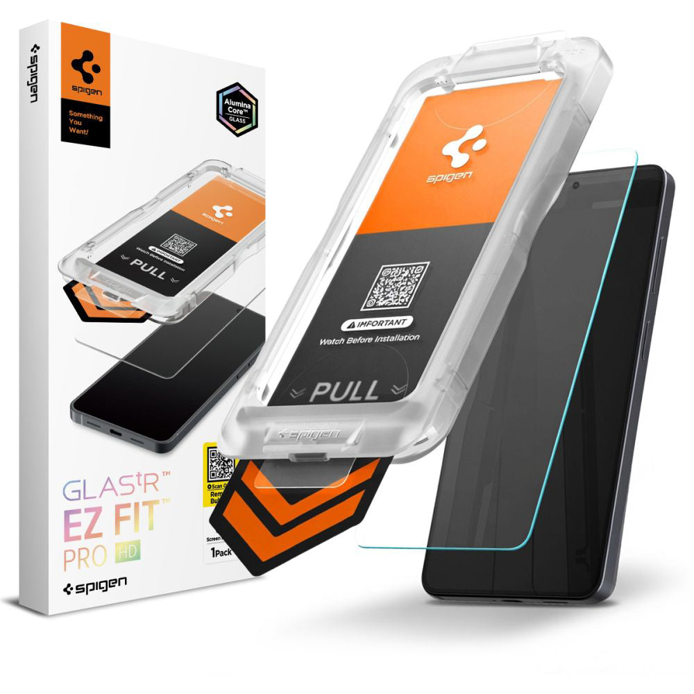 Skjermbeskyttelsesfolie Spigen GlastR EZ FIT Pro HD for Samsung Galaxy S26 S942, Herdet Glass, Full Lim AGL11097