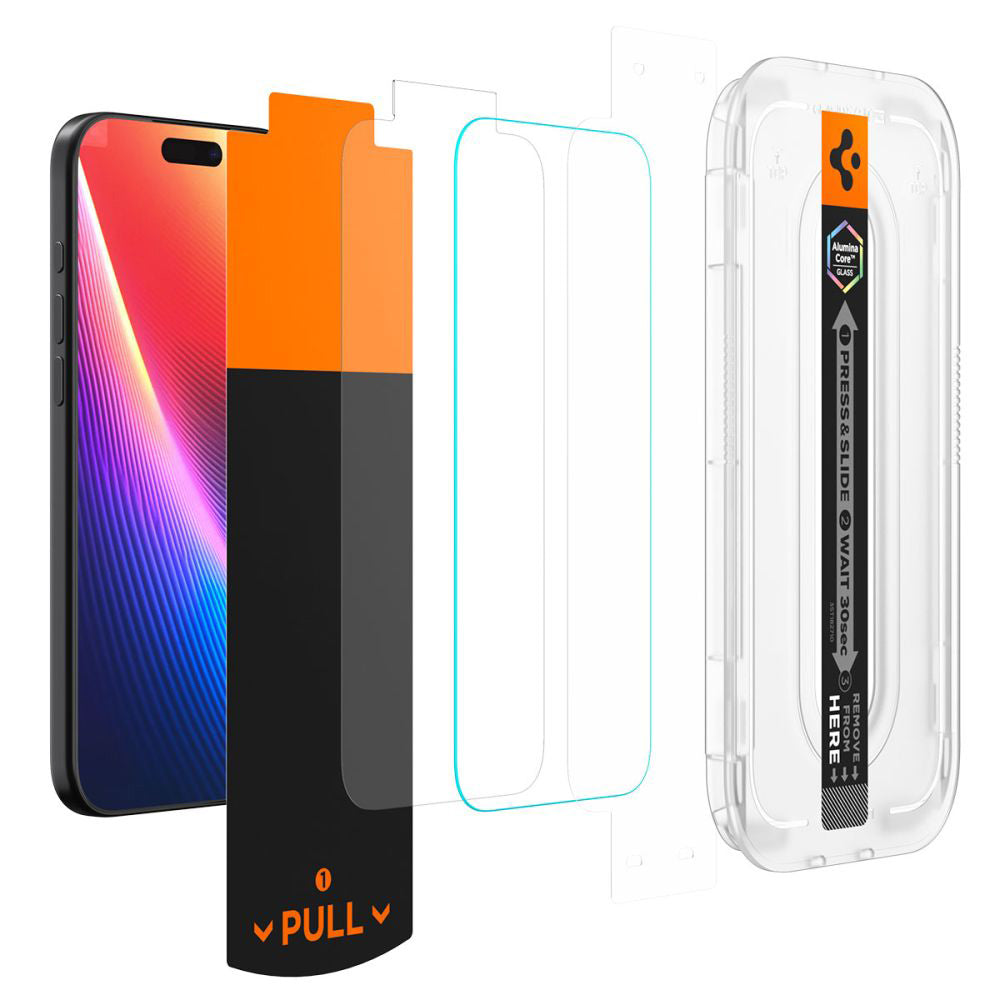 Skjermbeskytter Spigen GlastR EZ FIT Pro for Apple iPhone 17 Pro Max / 16 Pro Max, Herdet Glass, Full Lim