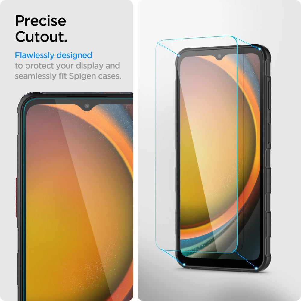 Skjermbeskyttelsesfilm Spigen GlastR Slim for Samsung Galaxy XCover7 Pro / Xcover7 G556, Herdet glass, Full lim, Sett med 2 stk AGL09407
