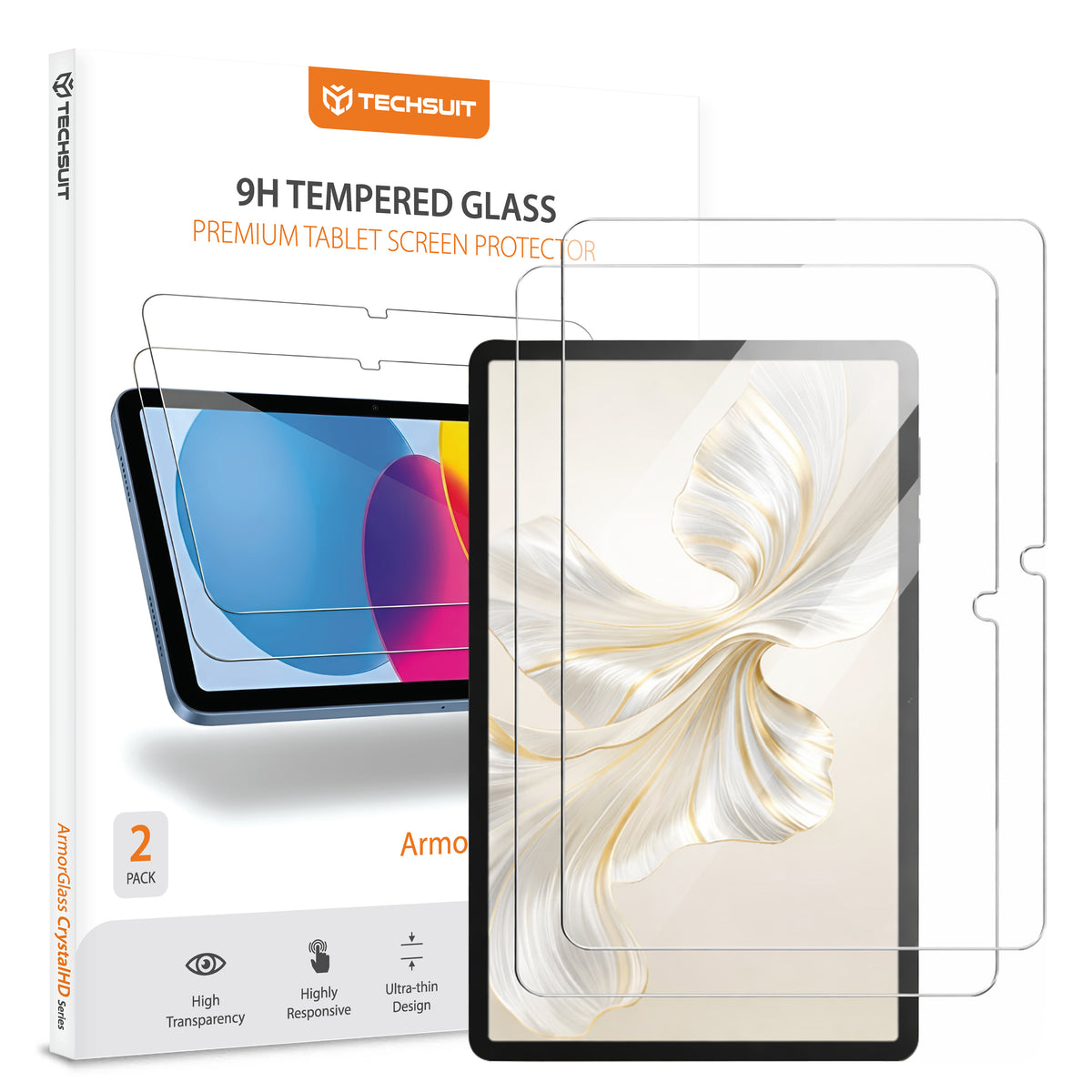 Skjermbeskytter Techsuit ArmorGlass CrystalHD for Honor Pad 10 / 9, Herdet glass, Full lim, Sett med 2 stykker