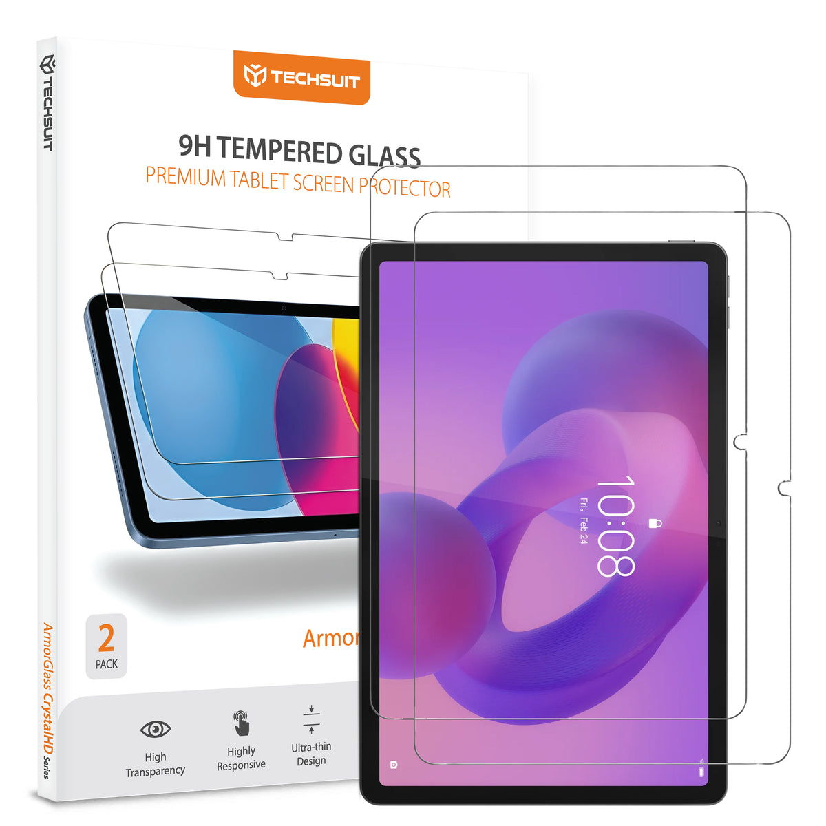 Skjermbeskytter Techsuit ArmorGlass CrystalHD for Lenovo Idea Tab 11, Herdet glass, Full lim, Sett med 2 stykker