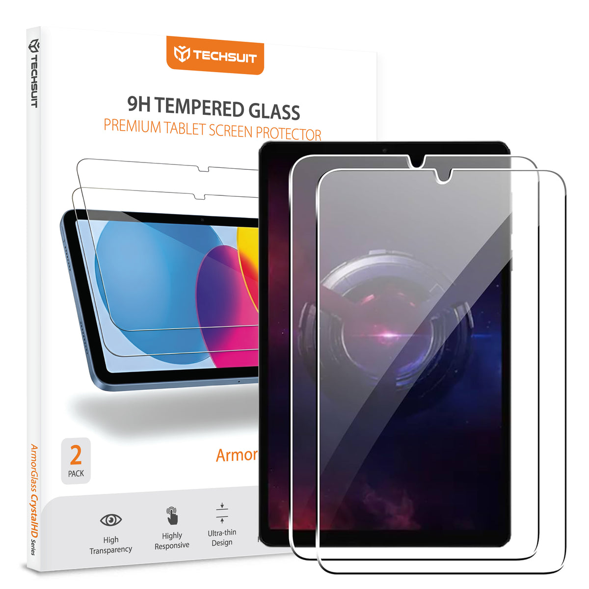 Skjermbeskyttelsesfolie Techsuit ArmorGlass CrystalHD for Lenovo Legion Y700 (2025), Herdet glass, Full lim, Sett med 2 stykker