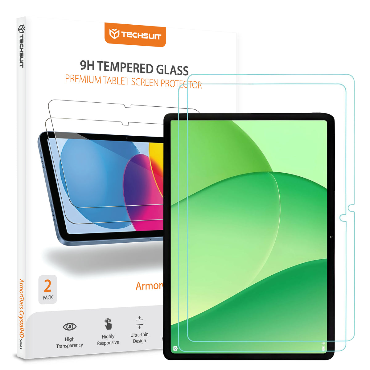 Skjermbeskytter Techsuit ArmorGlass CrystalHD for OnePlus Pad Lite / Oppo Pad SE, Herdet glass, Full lim, Sett med 2 stykker