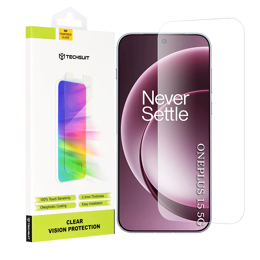 Beskyttelsesfolie Techsuit Clear Vision for OnePlus 15, Herdet Glass, Full Lim