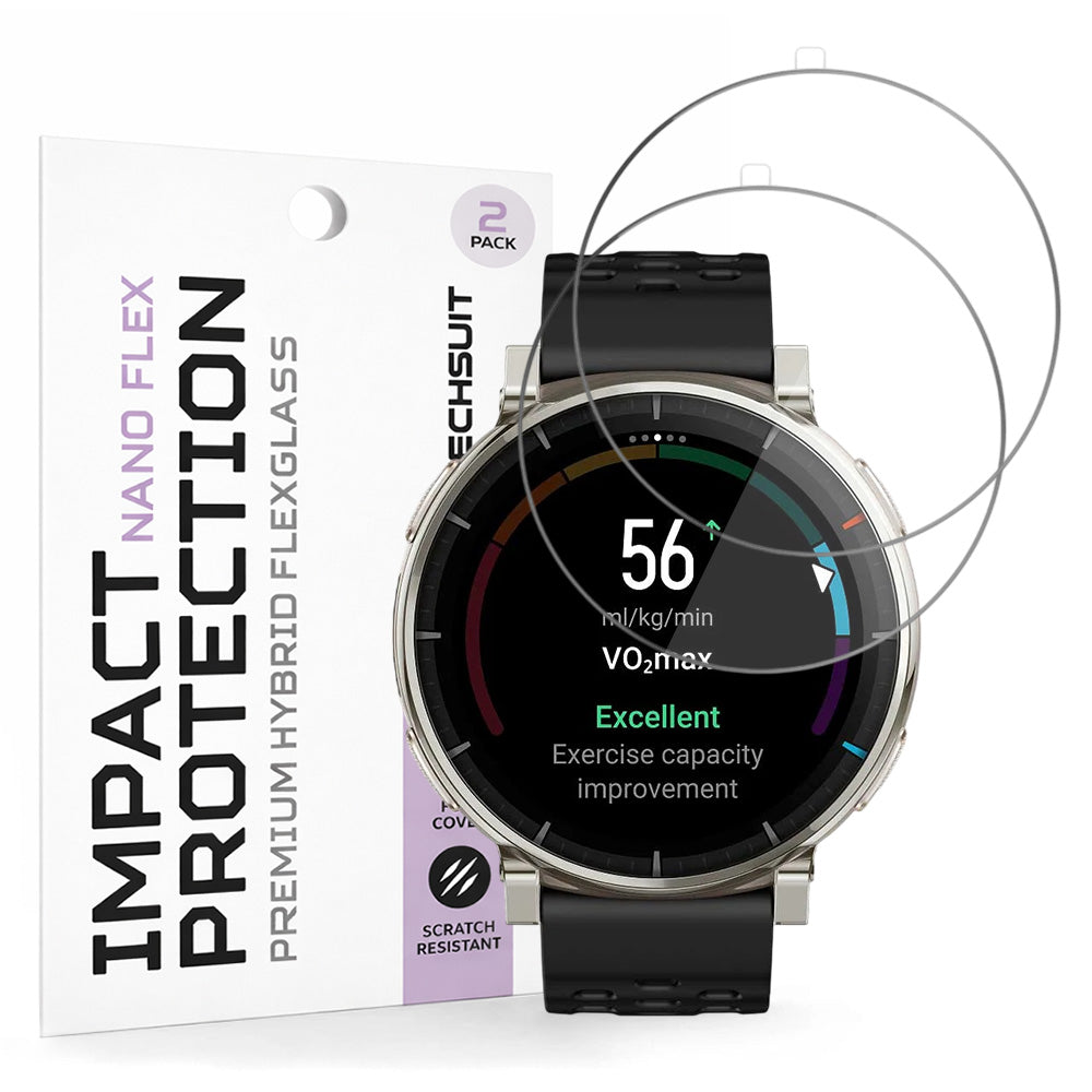Skjermbeskytter Techsuit Nano Flex for Amazfit Active 3 Premium, Plast, Sett med 2 stykker, Svart