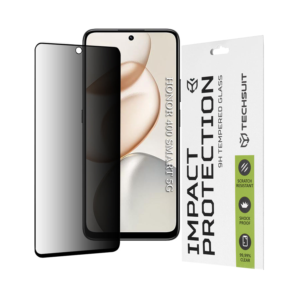 Beskyttelsesfilm Privacy Techsuit for Honor 400 Smart 4G / X7d 4G / 400 Smart 5G / X7c, Herdet glass, Full lim, 111D