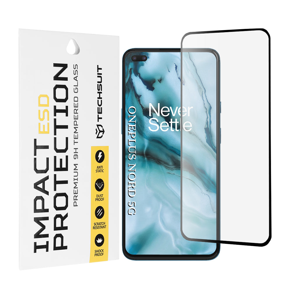 Skjermbeskytter Techsuit for OnePlus Nord 5, Herdet Glass, Full Lim, Svart