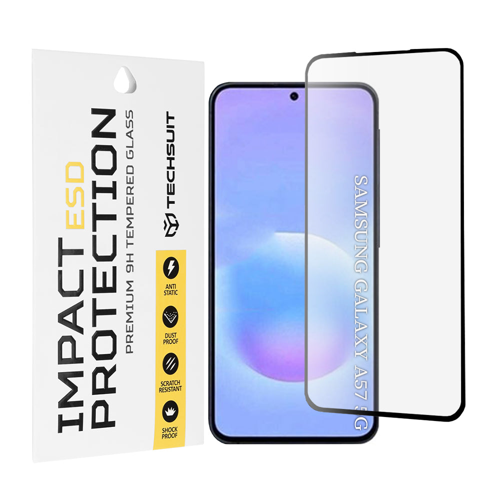 Beskyttelsesfilm Techsuit-skjerm for Samsung Galaxy A57 5G, Herdet glass, Full lim, Svart