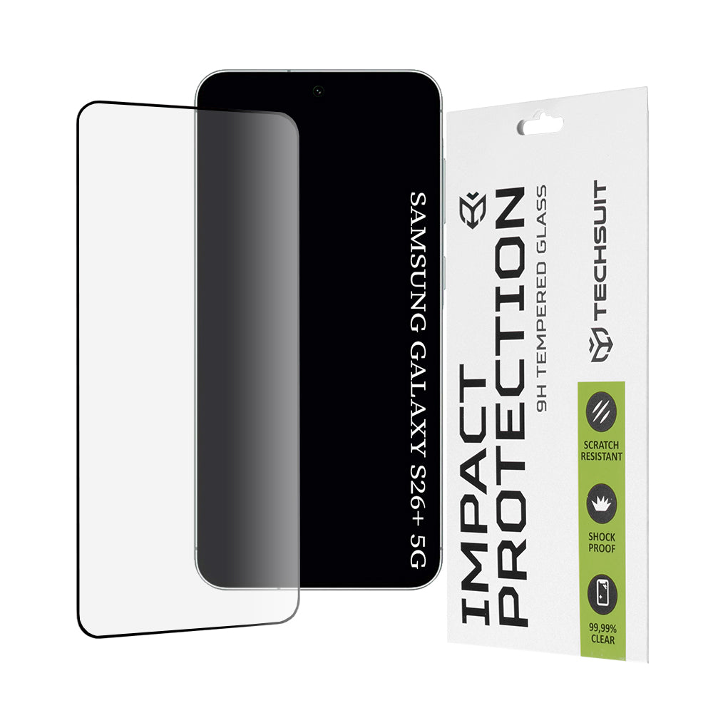 Skjermbeskyttelsesfolie Techsuit for Samsung Galaxy S26 Plus S947, Herdet glass, Full lim, 111D, Svart