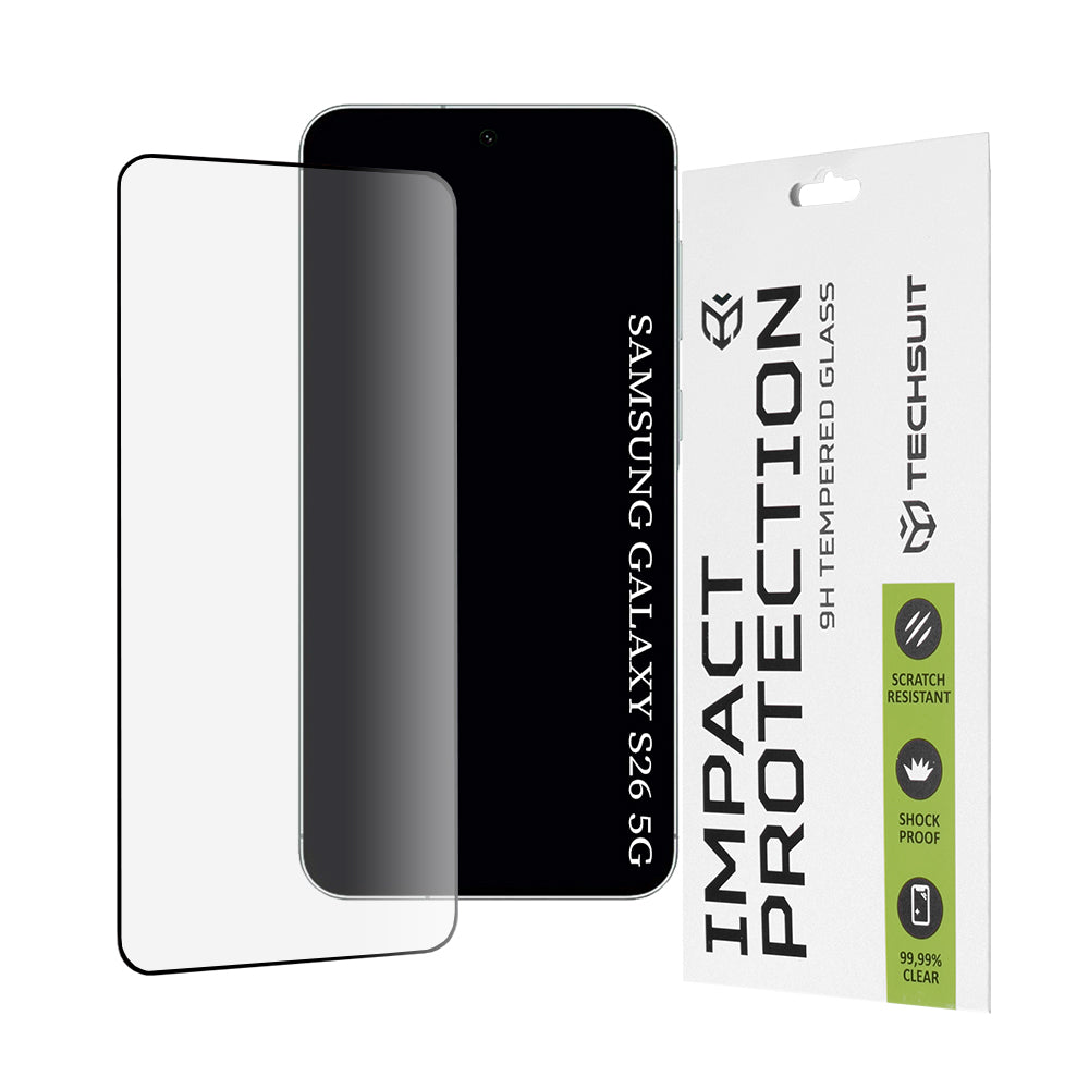 Skjermbeskyttelsesfolie Techsuit for Samsung Galaxy S26 S942, Herdet Glass, Full Glue, 111D, Svart