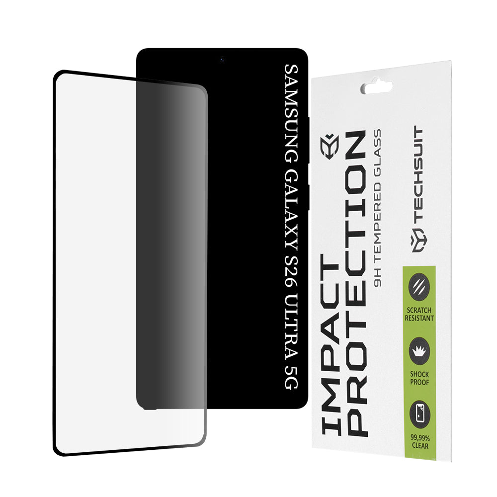 Skjermbeskytter Techsuit for Samsung Galaxy S26 Ultra S948, Herdet glass, Full lim, 111D, Svart