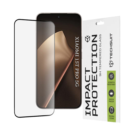 Skjermbeskytter Techsuit for Xiaomi 15T Pro, Herdet Glass, Full Glue, 111D, Svart