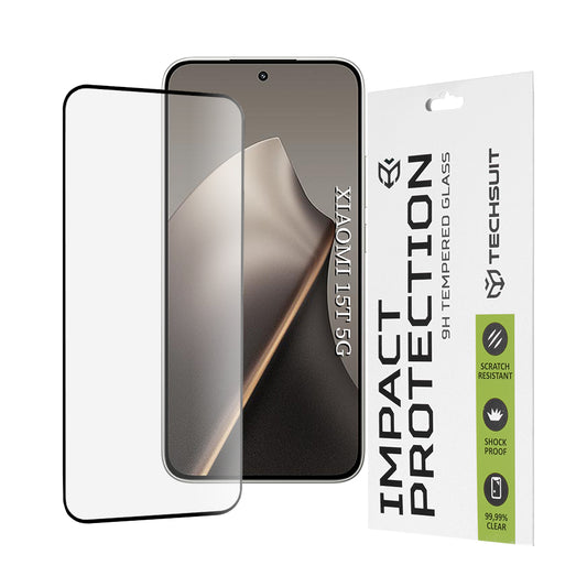Skjermbeskytter Techsuit for Xiaomi 15T, Herdet Glass, Full Glue, 111D, Svart