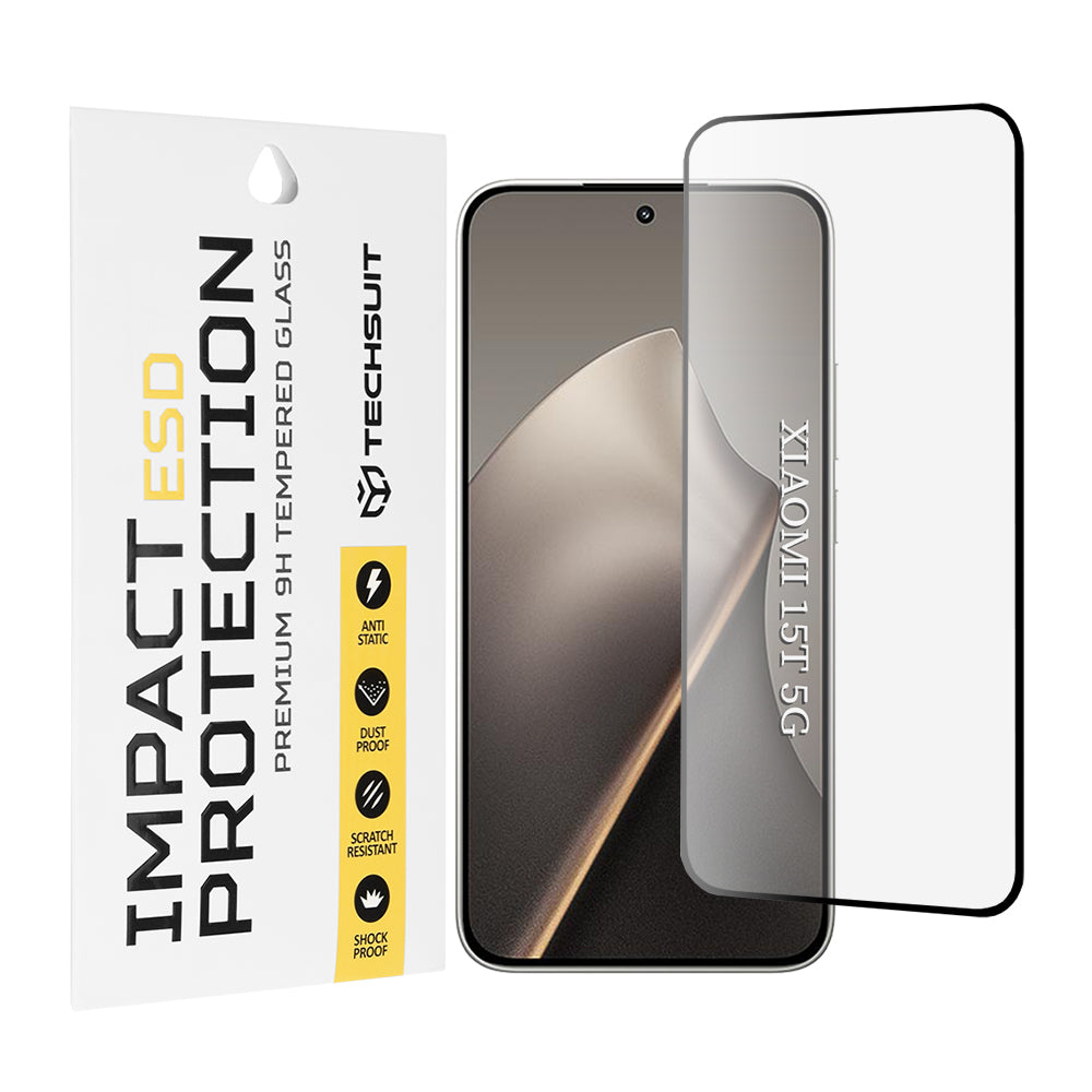 Skjermbeskyttelsesfolie Techsuit for Xiaomi 15T, Herdet Glass, Full Lim, Svart