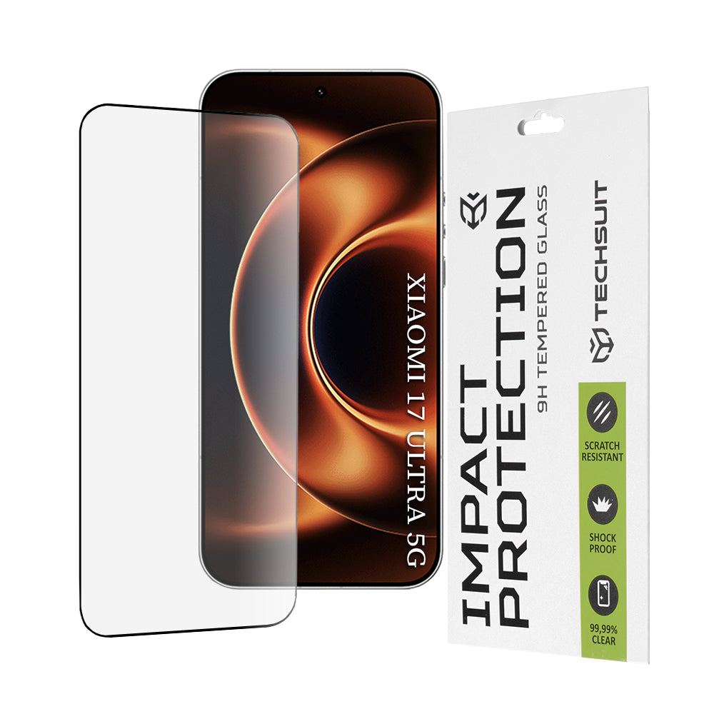 Skjermbeskyttelsesfolie Techsuit for Xiaomi 17 Ultra, Herdet glass, Full Glue, 111D, Svart