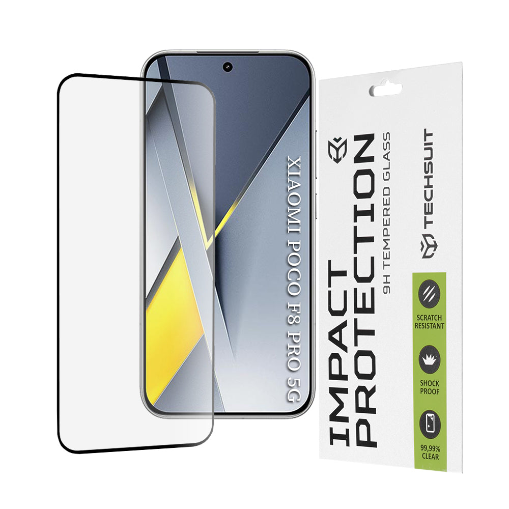 Skjermbeskyttelse Techsuit for Xiaomi Poco F8 Pro, Herdet Glass, Full Glue, 111D, Svart