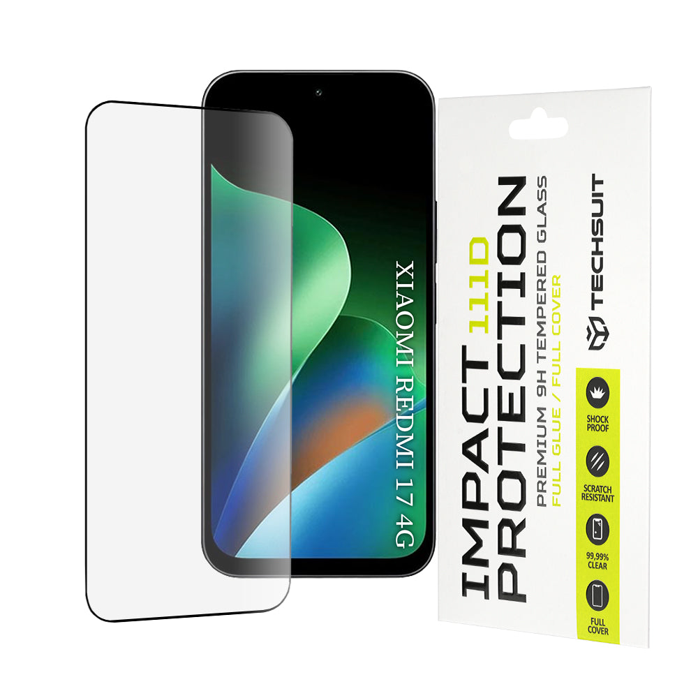 Techsuit skjermbeskyttelsesfilm for Xiaomi Redmi 17 5G / 17 4G, Herdet glass, Full lim, 111D, Svart