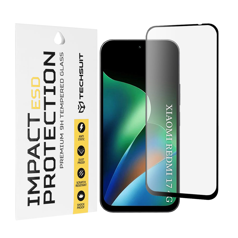 Techsuit skjermbeskyttelsesfilm for Xiaomi Redmi 17 5G / 17 4G, Herdet glass, Full lim, Svart