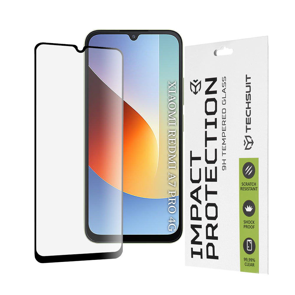 Techsuit skjermbeskyttelsesfilm for Xiaomi Redmi A7 Pro 4G, Herdet glass, Full lim, 111D, Svart