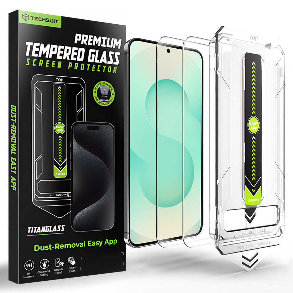 Beskyttelsesfilm Techsuit TitanGlass CrystalHD for Samsung Galaxy S26 Plus S947, Herdet glass, Full lim, Sett med 2 stykker