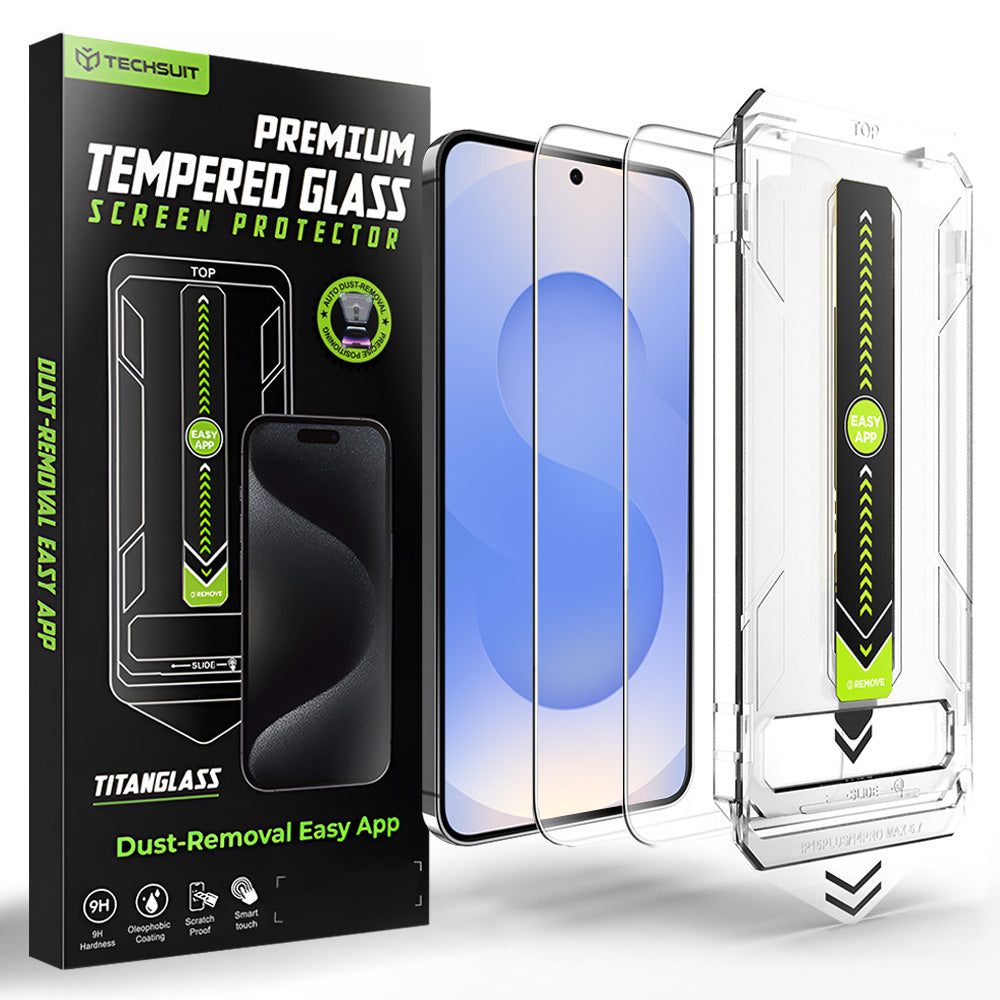 Beskyttelsesfilm Techsuit TitanGlass CrystalHD for Samsung Galaxy S26 S942, Herdet glass, Full lim, Sett med 2 stykker