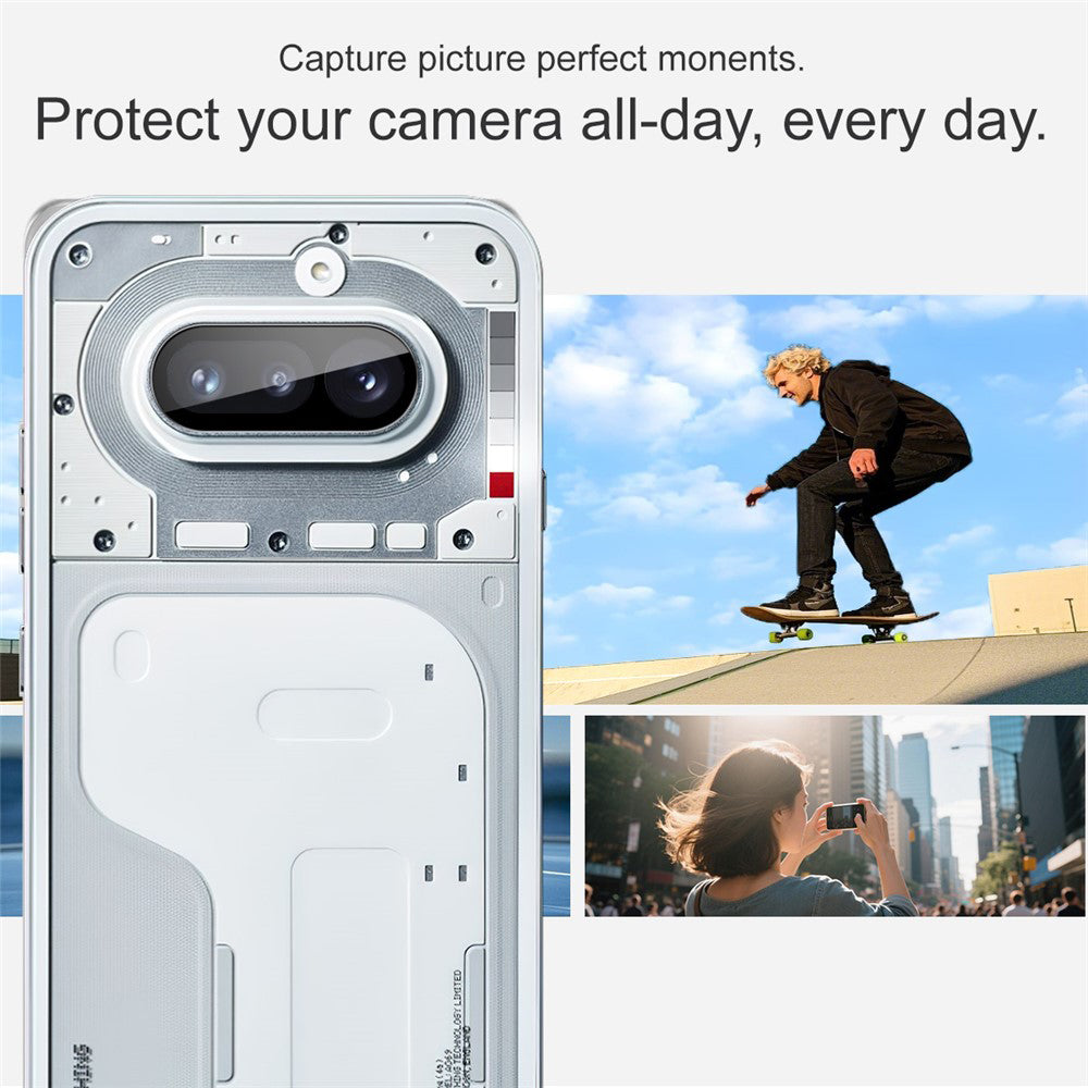 Bakre kameralinsebeskyttelse Techsuit for Nothing Phone (4a), Herdet glass, Svart
